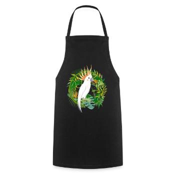 jungle mystérieuse avec oiseau cacatoès - Tablier de cuisine - noir - Devant - AI Model Male 185 dark (185cm)
