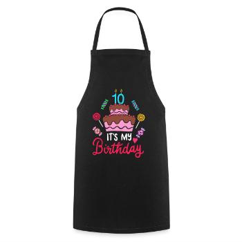 10th birthday - Cooking Apron - black - Front - AI Model Male 185 dark (185cm)