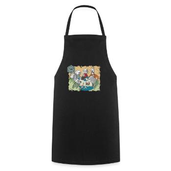 RPG Pen and Paper Dice D20 Dragons RPG Dogs Round - Cooking Apron - black - Front - AI Model Male 185 dark (185cm)