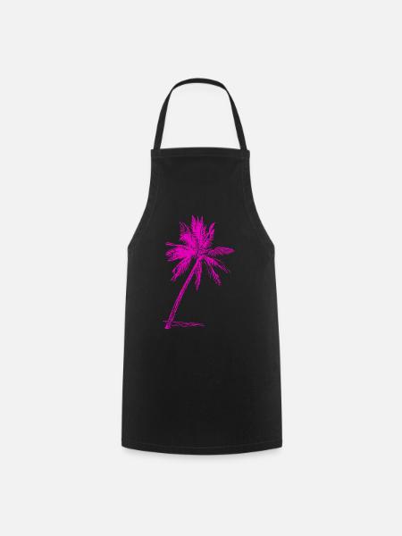 Palme Pink Strand Outfit Beachwear Surfen Palmen - Kochschürze - Schwarz