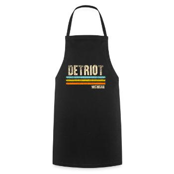 Detroit Michigan - Cooking Apron - black - Front - AI Model Male 185 dark (185cm)