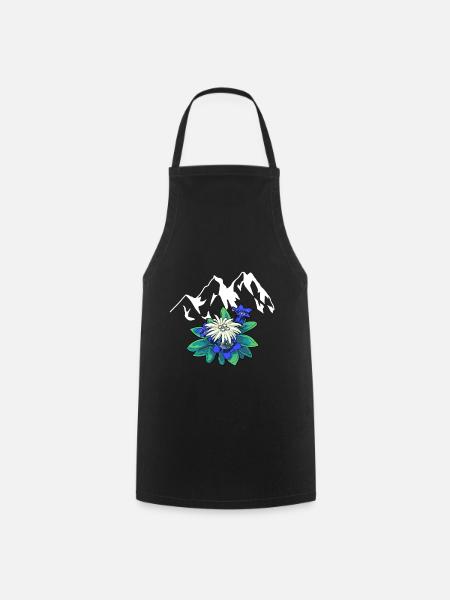Montagnes montagnes Tirol Edelweiss gentiane nature randonnée - Tablier de cuisine - noir