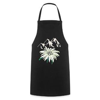 Gebirge Berge Gipfel Edelweiss Blume Tirol Alm - Kochschürze - Schwarz - Vorne - AI Model Male 185 dark (185cm)