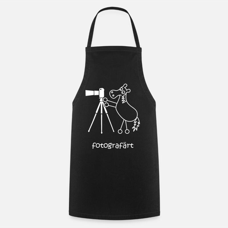 fotografärt, färt, Pferd fotografiert, Kamera - Kochschürze - Schwarz