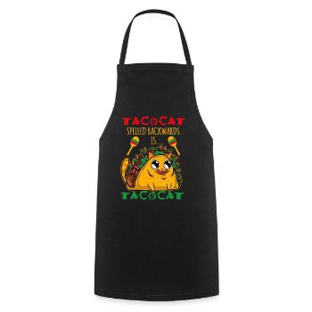 Tacocat Backwards Is Tacocat Burrito Cat Taco - Cooking Apron - black - Front - AI Model Male 185 dark (185cm)