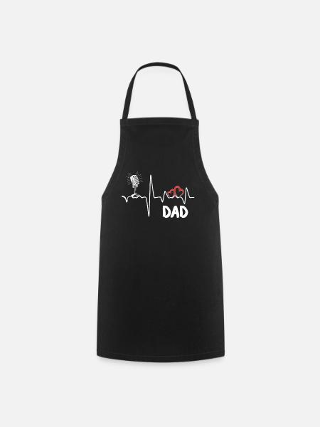 Microphone battement de coeur musicien chanteur chanteur papa tee - Tablier de cuisine - noir