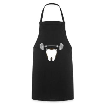 Tooth Force Weight Lifting Motif - Cooking Apron - black - Front - AI Model Male 185 dark (185cm)