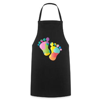 kunterbunte Baby Fußabdrücke - Kochschürze - Schwarz - Vorne - AI Model Male 185 dark (185cm)