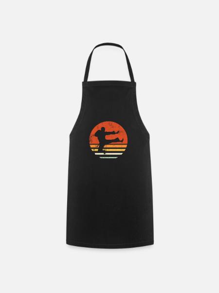 Retro karate jump kick - Cooking Apron - black