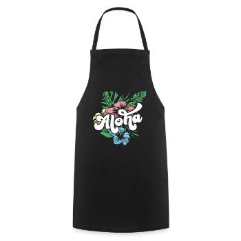 Aloha Hibiscus Hawaii - Kochschürze - Schwarz - Vorne - AI Model Male 185 dark (185cm)