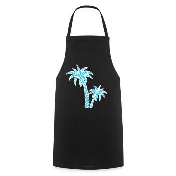 Tropic Wave Abstraktes Palmendesign - Kochschürze - Schwarz - Vorne - AI Model Male 185 dark (185cm)