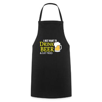 Beer and fries - Cooking Apron - black - Front - AI Model Male 185 dark (185cm)