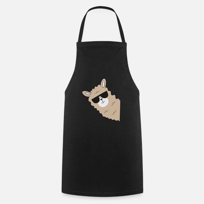 Llama with Sunglasses Funny Llama - Cooking Apron - black