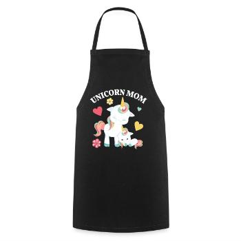 Unicorn Mom Einhorn Mama mit Kind Geschenk - Kochschürze - Schwarz - Vorne - AI Model Male 185 dark (185cm)