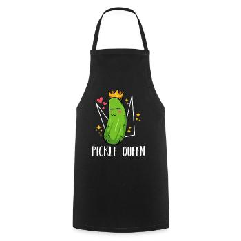 Pickle Queen – Königliche Gurke - Kochschürze - Schwarz - Vorne - AI Model Male 185 dark (185cm)