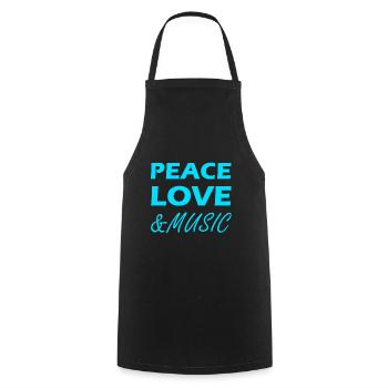 Peace Love & Music - Cooking Apron - black - Front - AI Model Male 185 dark (185cm)