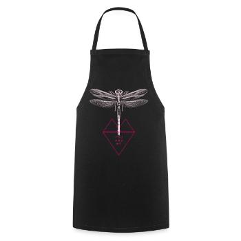 Dragonfly tattoo wings angel dragonfly heart woman pink - Cooking Apron - black - Front - AI Model Male 185 dark (185cm)