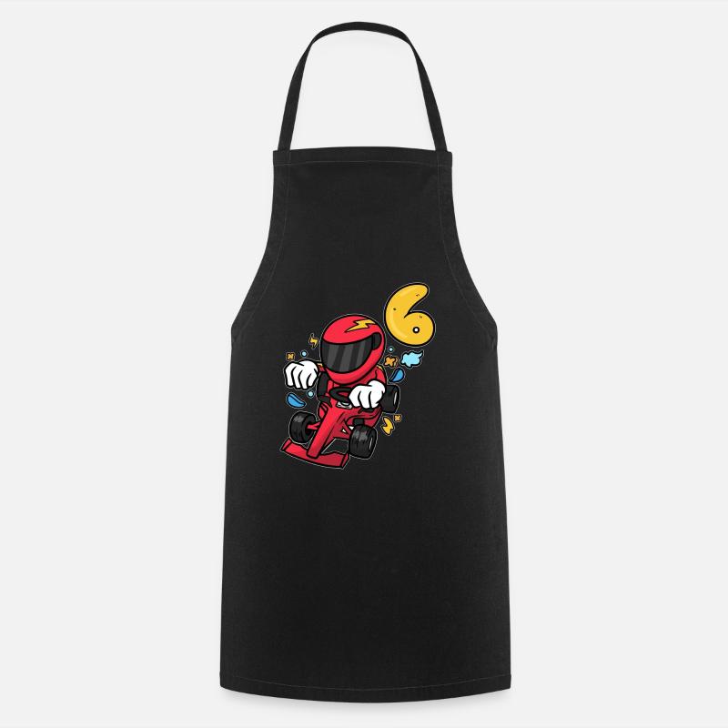 Racing driver car race 6th birthday - Cooking Apron - black
