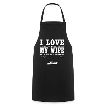 Ship I Love My Wife - Funny Ship Lover Present - Cooking Apron - black - Front - AI Model Male 185 dark (185cm)