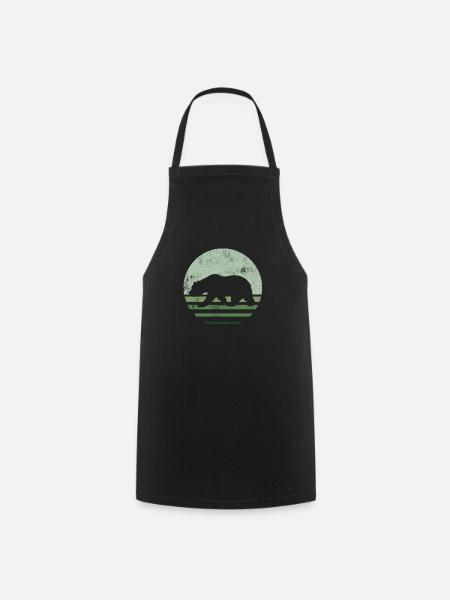 Retro Brown Bear - Kochschürze - Schwarz