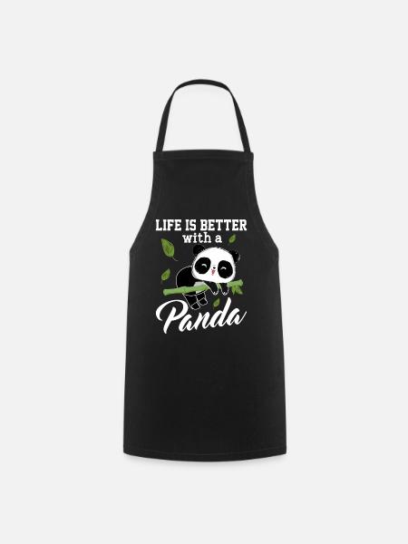 Life Is Better With A Panda - Cooking Apron - black