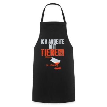 Metzger - Ich Arbeite Mit Tieren - Kochschürze - Schwarz - Vorne - AI Model Male 185 dark (185cm)