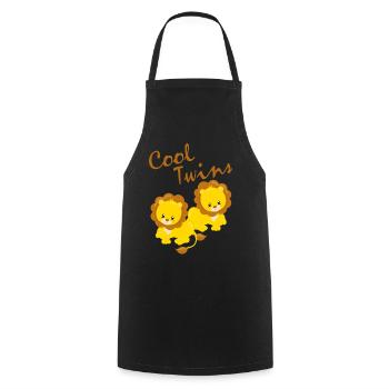 Gémeaux cadeau Lion frères et sœurs drôle - Tablier de cuisine - noir - Devant - AI Model Male 185 dark (185cm)