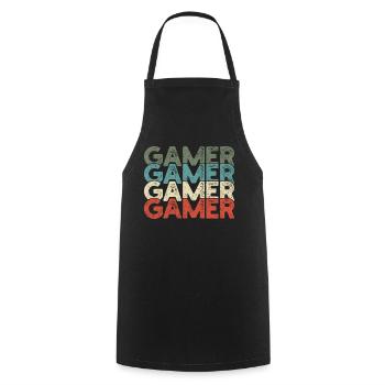 Gamer Gaming - Kochschürze - Schwarz - Vorne - AI Model Male 185 dark (185cm)