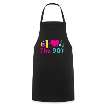 Retro I Love 90s outfit heart party t-shirt - Cooking Apron - black - Front - AI Model Male 185 dark (185cm)
