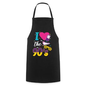 Retro I Love 90s outfit heart party t-shirt - Cooking Apron - black - Front - AI Model Male 185 dark (185cm)