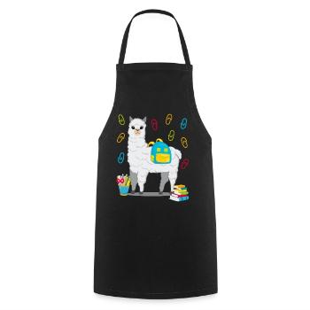 Llama alpaca school start school gift 2020 - Cooking Apron - black - Front - AI Model Male 185 dark (185cm)