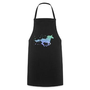 Licorne paillettes dames fille cadeau cheval - Tablier de cuisine - noir - Devant - AI Model Male 185 dark (185cm)