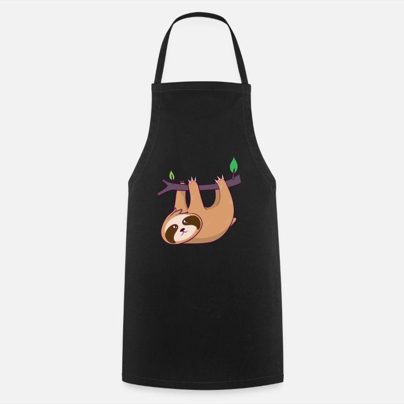 Sloth Sloth Sloth Chill Relax - Cooking Apron - black