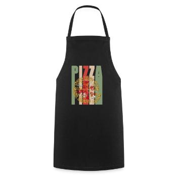Pizza retro Fastfood Griller grillen BBQ - Kochschürze - Schwarz - Vorne - AI Model Male 185 dark (185cm)