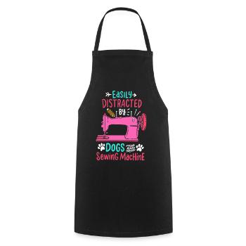 Sewing seamstress sewing machine seamstress - Cooking Apron - black - Front - AI Model Male 185 dark (185cm)