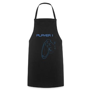 Player 1 partner look dad son gamer - Cooking Apron - black - Front - AI Model Male 185 dark (185cm)