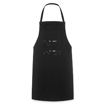 Synthesizer Analog Drumsounds Audio Wellenform - Kochschürze - Schwarz - Vorne - AI Model Male 185 dark (185cm)