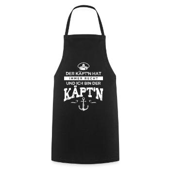 Kapitän Lustiger Spruch Captain Käpt'n Segeln Boot - Kochschürze - Schwarz - Vorne - AI Model Male 185 dark (185cm)