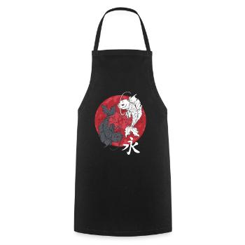 Japanese Koi Ornamental Fish Pond Japan Fish Gift - Cooking Apron - black - Front - AI Model Male 185 dark (185cm)
