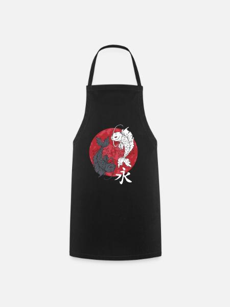 Étang à poissons d'ornement japonais Koi Japon poisson cadeau - Tablier de cuisine - noir