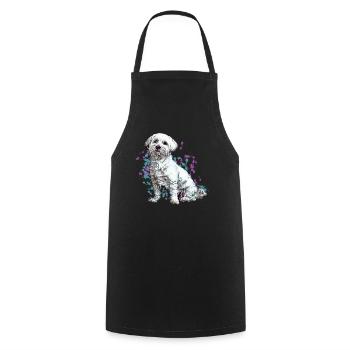Maltese Dog Dogs Maltese Portrait Gift - Cooking Apron - black - Front - AI Model Male 185 dark (185cm)