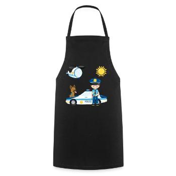 Polizei Kinder Geschenk Polizist Jungen Mädchen - Kochschürze - Schwarz - Vorne - AI Model Male 185 dark (185cm)