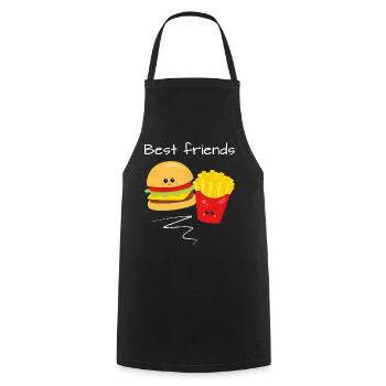 Meilleur ami cadeau d'amitié frites burger - Tablier de cuisine - noir - Devant - AI Model Male 185 dark (185cm)