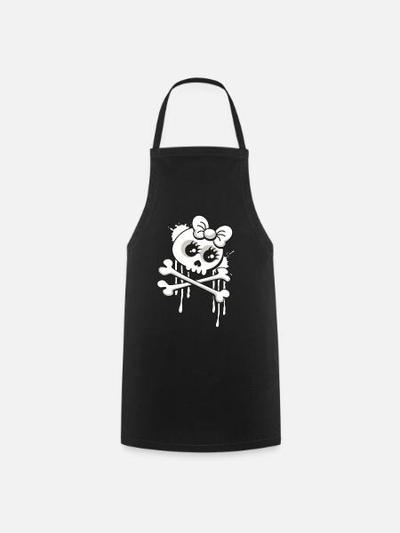 T-shirt tête de mort en style cartoon et graffiti - Tablier de cuisine - noir