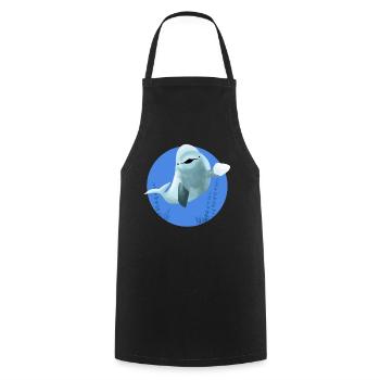 Beluga fröhlich in blauen Kreis - Kochschürze - Schwarz - Vorne - AI Model Male 185 dark (185cm)