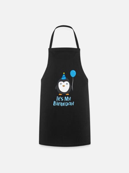 Penguin Birthday It's My Birthday Cute Penguin - Cooking Apron - black