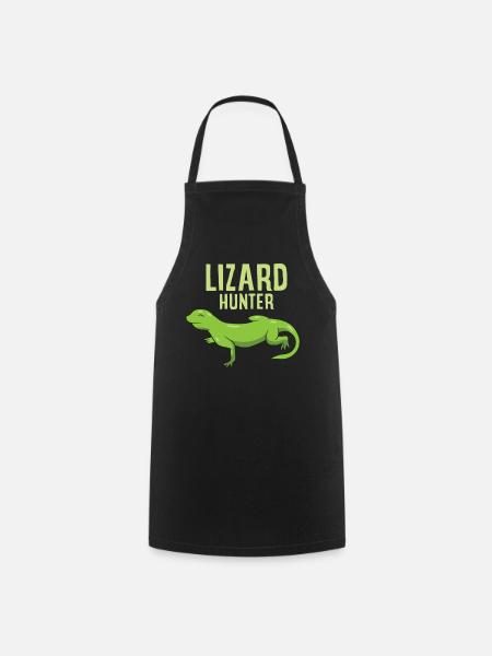 Funny Lizard Hunter Love Lizards - Cooking Apron - black