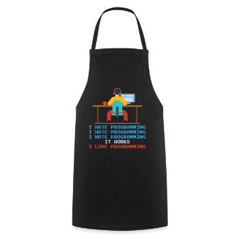 Programmierer - I Hate Programming - Kochschürze - Schwarz - Vorne - AI Model Male 185 dark (185cm)