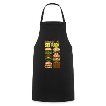 Burger Burger Hamburger Fastfood Cadeau - Tablier de cuisine - noir - Devant - AI Model Male 185 dark (185cm)
