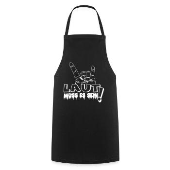 Heavy Metal,Headbanger,Laut muss es sein(25) - Kochschürze - Schwarz - Vorne - AI Model Male 185 dark (185cm)